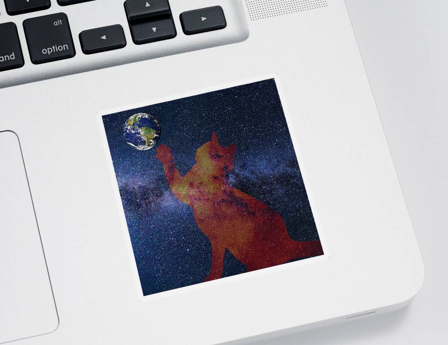 Cat Sticker featuring the digital art Star Cat by Alex Mir