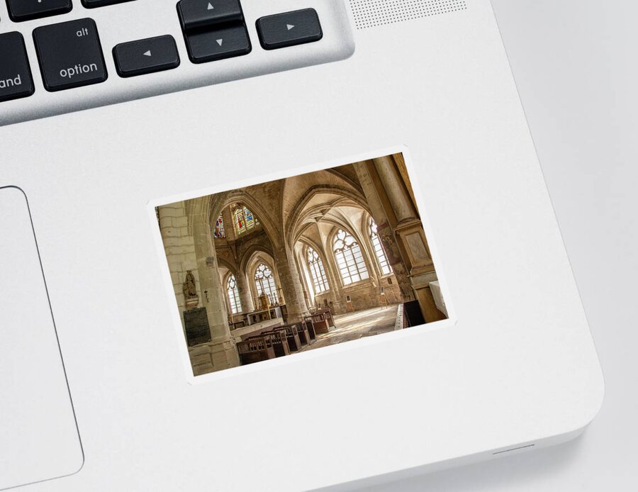 Church Of Saint Nizier Sticker featuring the photograph Streaming Light by Marcy Wielfaert