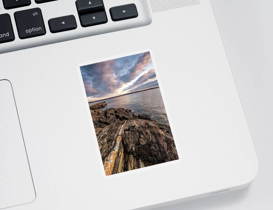 New Hampshire Sticker featuring the photograph Striations. Leading Lines In The Rocks by Jeff Sinon
