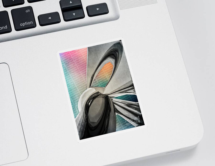 Abstract Sticker featuring the digital art Structure by Phil Perkins