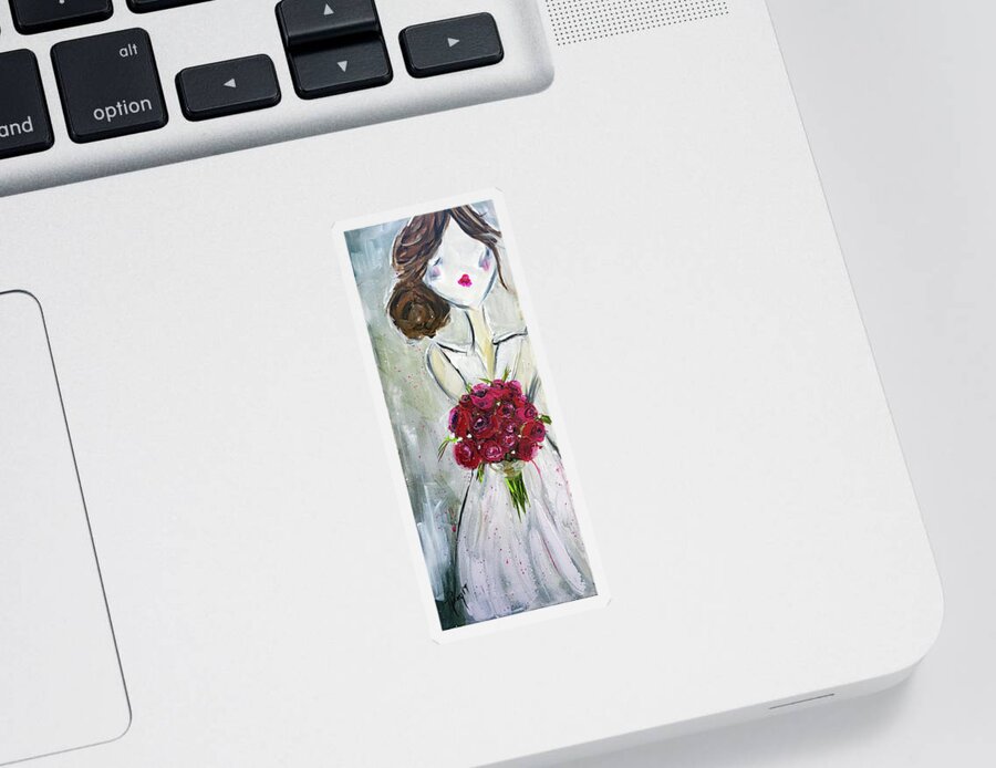 Bride Sticker featuring the painting Blushing Bride by Roxy Rich