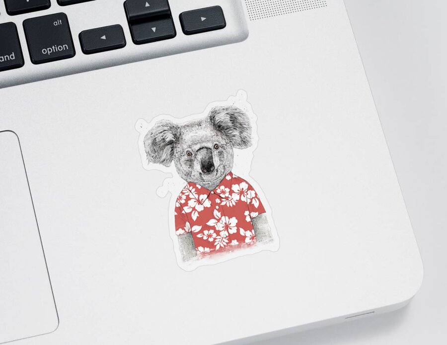 Koala Sticker featuring the drawing Summer koala by Balazs Solti