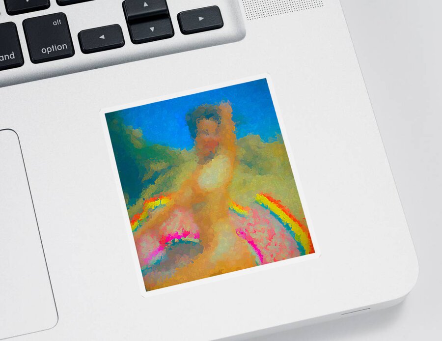 Abstract Nude Sticker featuring the digital art Sunny Bright Abstract by Cathy Anderson