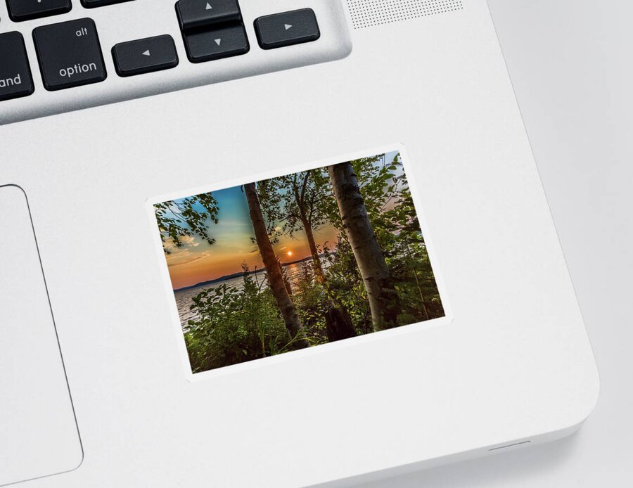 Nature Sticker featuring the photograph Sunset along Dog Lake by Joe Holley