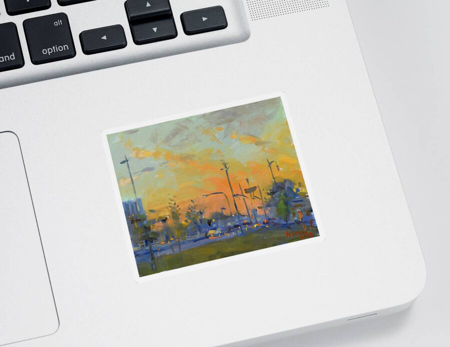 Sunset Sticker featuring the painting Sunset at Pine Ave - Portage Rd by Ylli Haruni