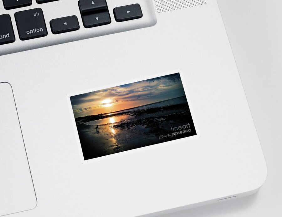 Sunset Sticker featuring the photograph Sunset on Morelands Beach by Chris Armytage