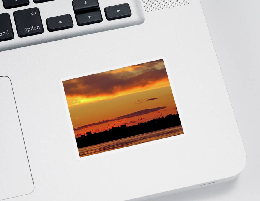 Sunsets Sticker featuring the photograph Sunset on the Delaware No. Three by Linda Stern