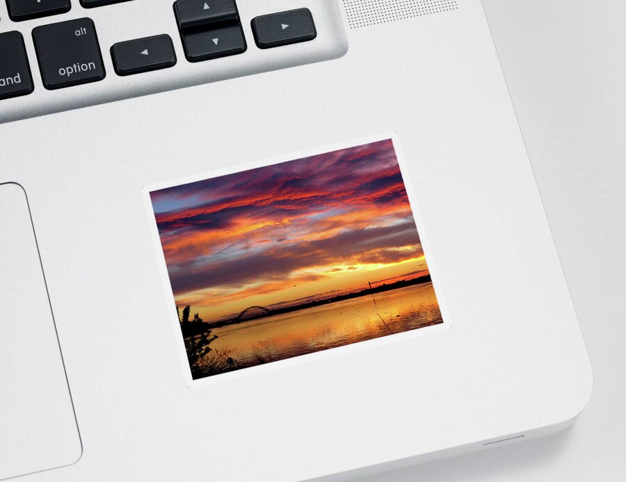Sunsets Sticker featuring the photograph Sunset on the Delaware No. Two by Linda Stern