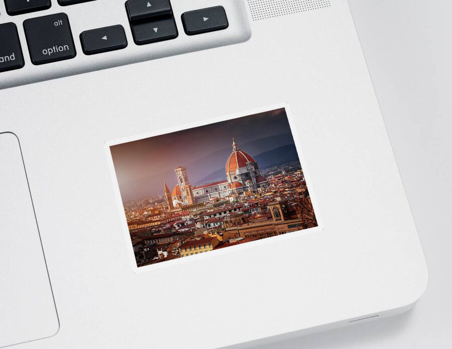 Florence Sticker featuring the photograph Sunset Over Florence Duomo Italy by Carol Japp