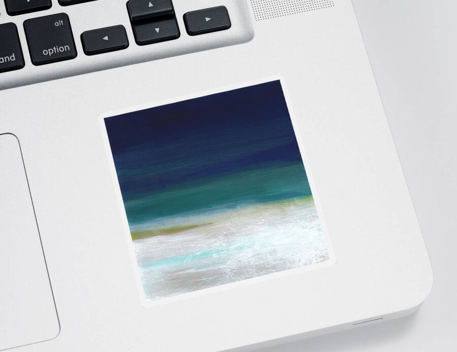 Abstract Sticker featuring the painting Surf and Sky- abstract beach painting by Linda Woods