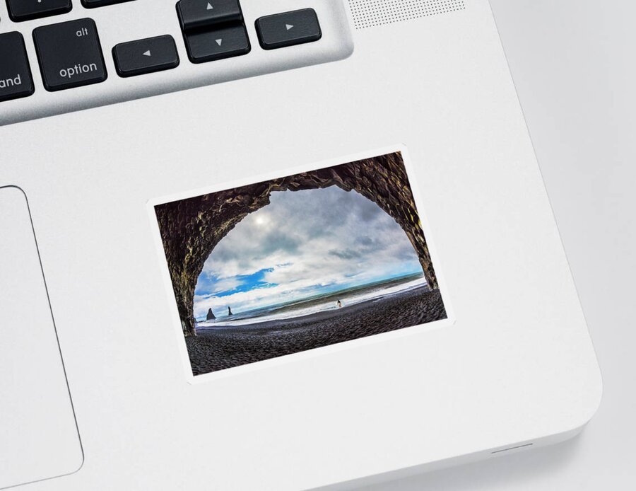 Clouds Sticker featuring the photograph Surfer at Black Sands by Debra and Dave Vanderlaan