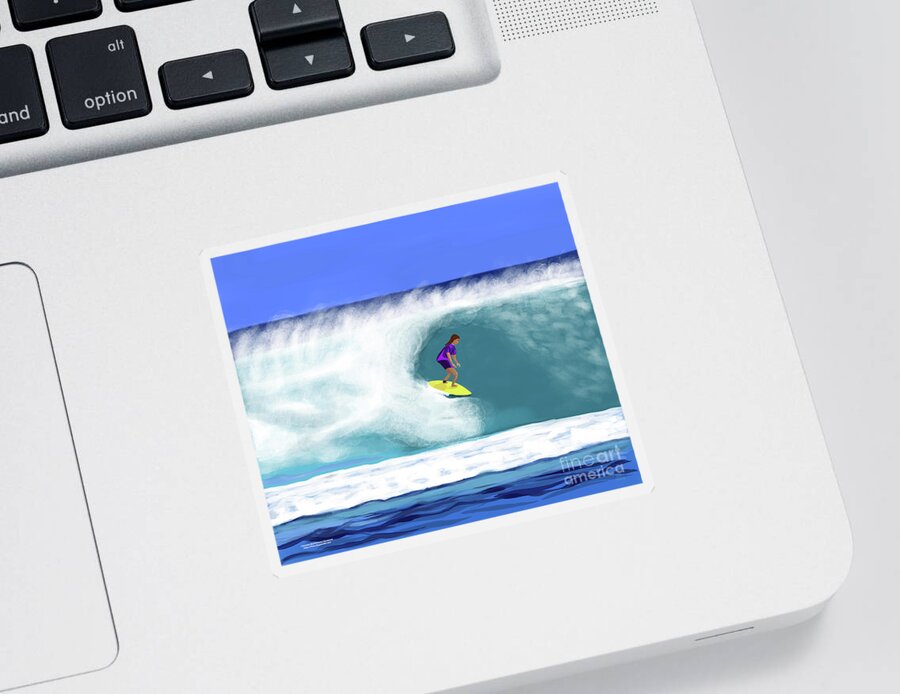 Surfer Girl Sticker featuring the digital art Surfer Girl by Annette M Stevenson
