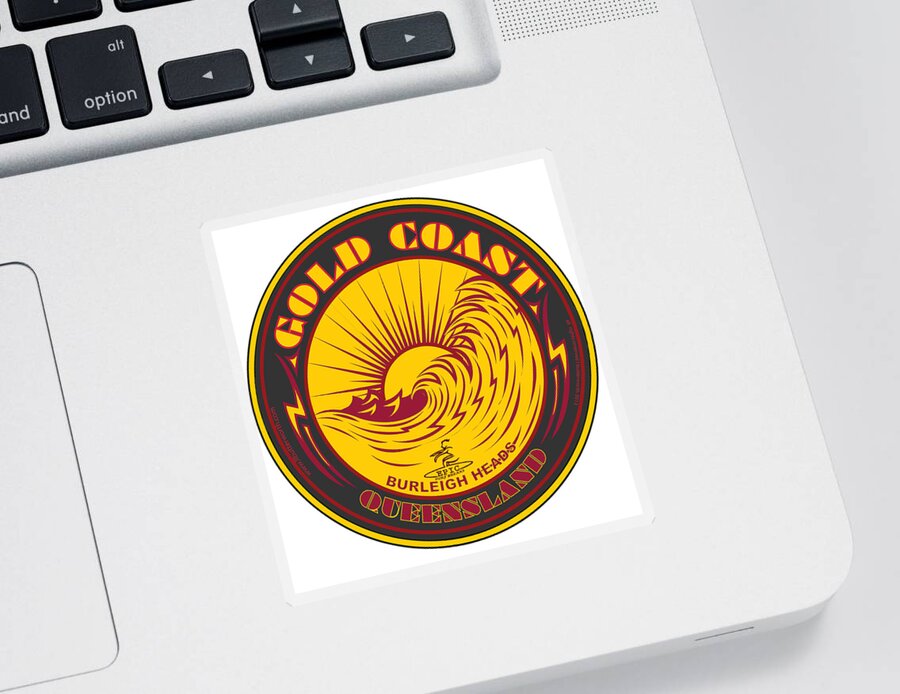  Surfing Sticker featuring the digital art Surfing Gold Coast Queensland Australia by Larry Butterworth