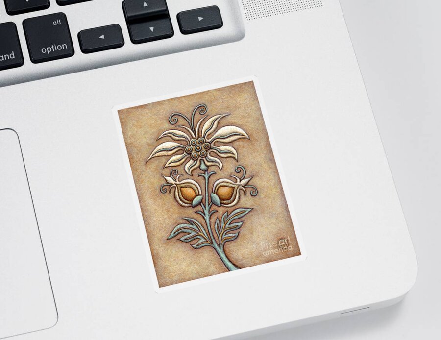 Floral Sticker featuring the painting Tapestry Flower 9 by Amy E Fraser