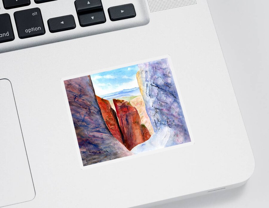 Big Bend Sticker featuring the painting Texas Big Bend Window Trail Pour Off by Carlin Blahnik CarlinArtWatercolor