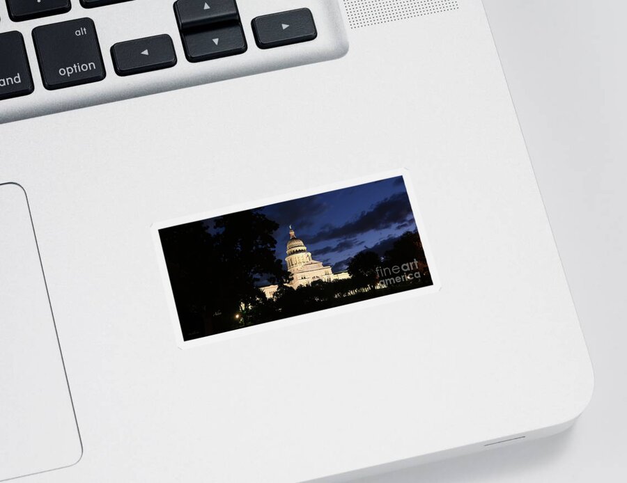 Texas State Capital Sticker featuring the photograph Texas State Capital Dawn Panorama by Felipe Adan Lerma