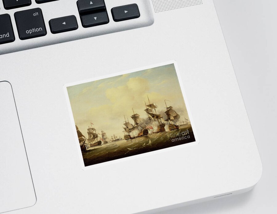 Battle Of Toulon Sticker featuring the painting The Battle Of Toulon, 1780 by Thomas Luny
