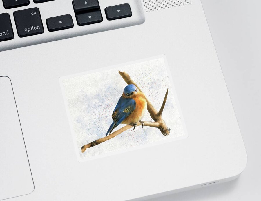 Bird Sticker featuring the digital art The Bluebird Of Unhappiness by Lois Bryan