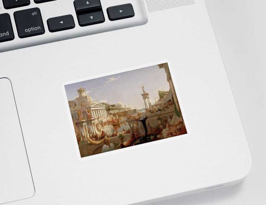Thomas Cole Sticker featuring the painting The Course of Empire Consummation by Thomas Cole
