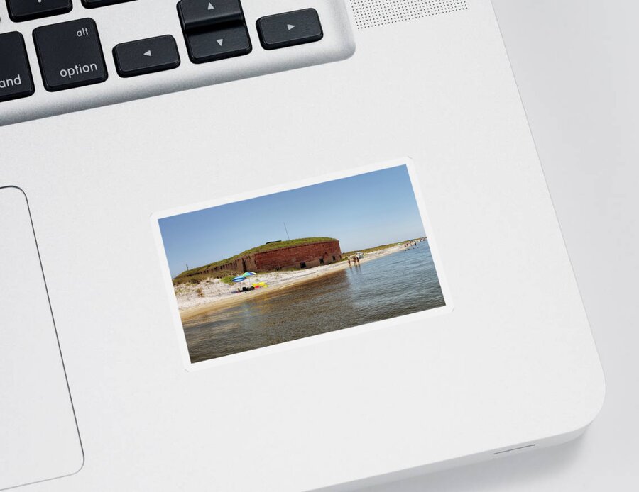 Fort Massachusetts Sticker featuring the photograph The Fort at Ships Island by Susan Rissi Tregoning