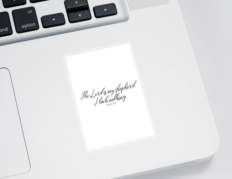 Psalm23 Sticker featuring the digital art The Lord is my Shepherd #psalm #minimalist by Andrea Anderegg