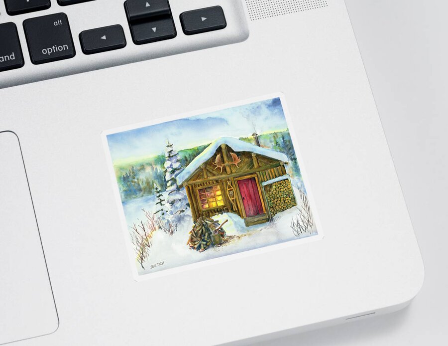 Winter Sticker featuring the painting The Shack by Joe Baltich