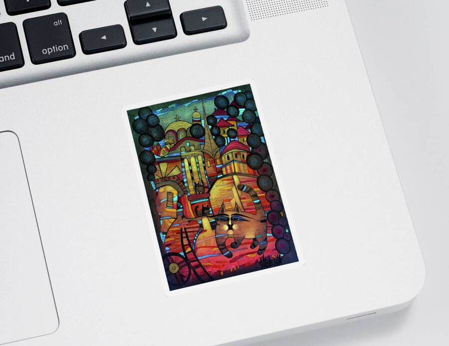 Albena Sticker featuring the painting The Villages Of My Childhood by Albena Vatcheva