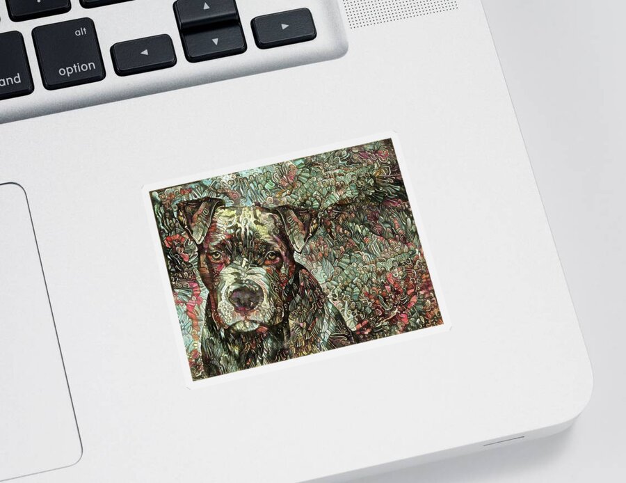 Pit Bull Sticker featuring the digital art Thor the Mighty Pit Bull by Peggy Collins