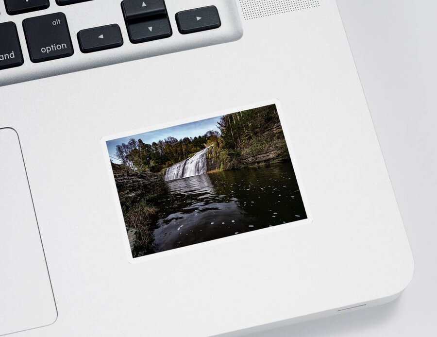 Waterfall Sticker featuring the photograph Thunder Bay Falls in fall afternoon by Sven Brogren
