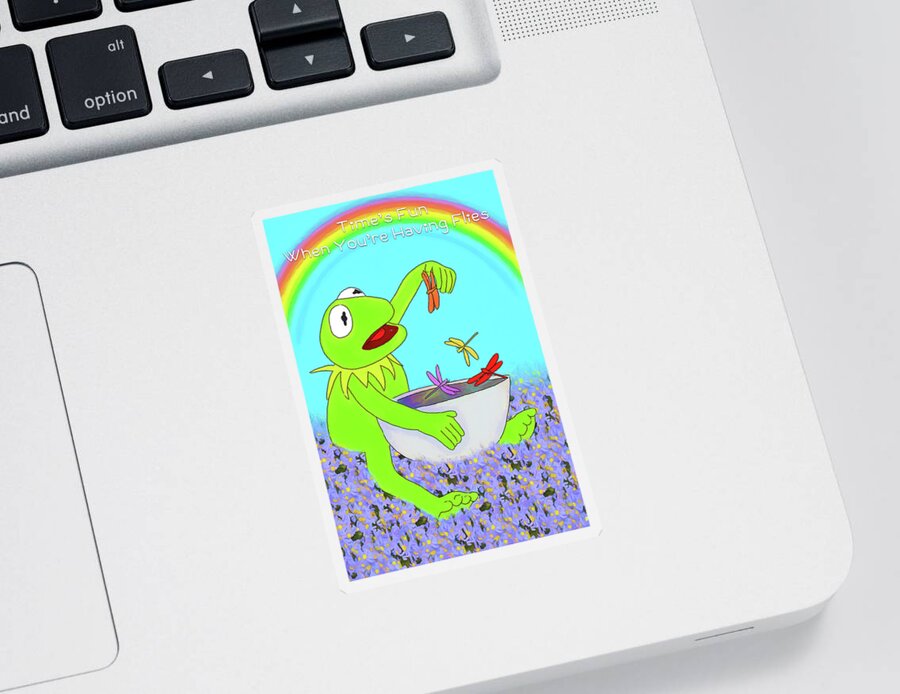 Frog Sticker featuring the digital art Time is Fun by John Haldane