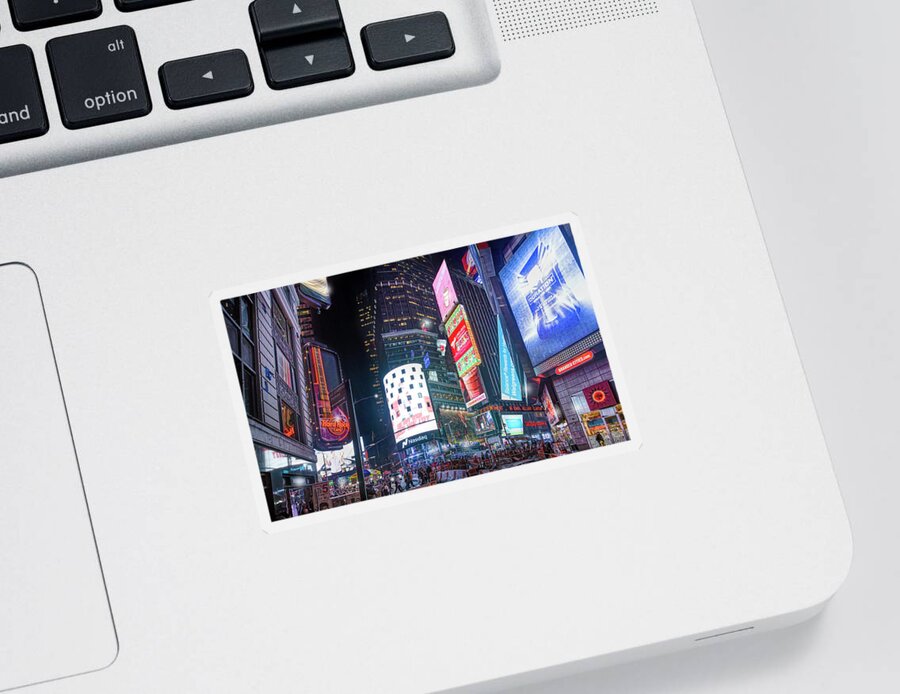 New York City Sticker featuring the photograph Times Square by Mark Andrew Thomas