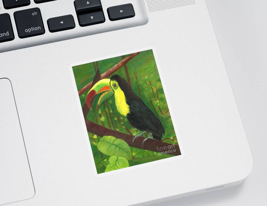 Toucan Sticker featuring the painting Toot Toot Toucan by Elizabeth Mauldin