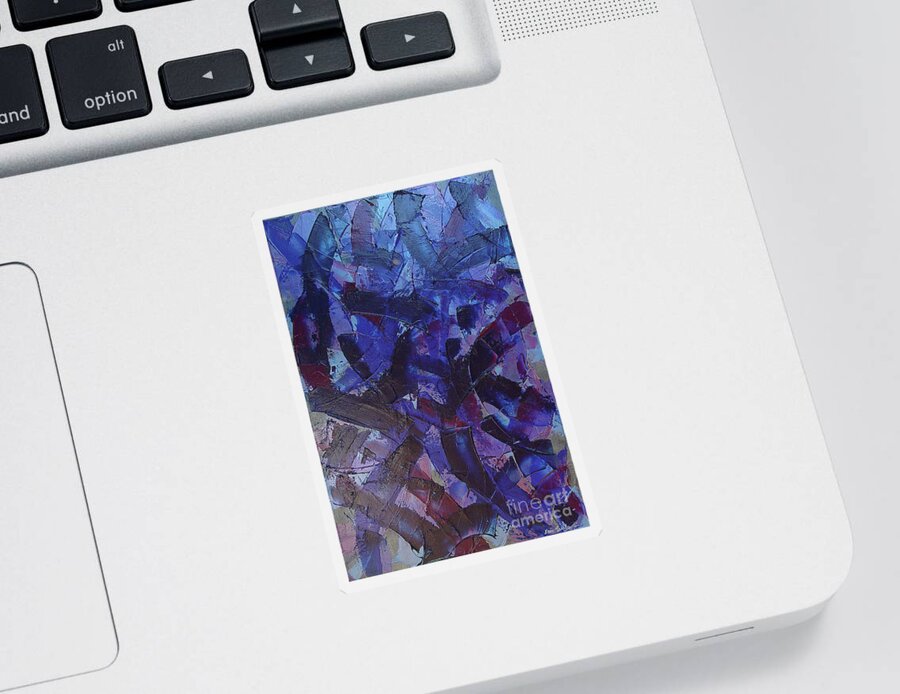 Blue Sticker featuring the painting Transitions with Blue and Magenta by Dean Triolo