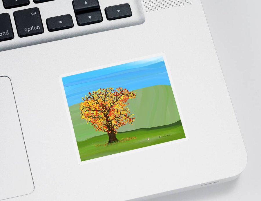 Tree Sticker featuring the digital art Tree in Autumn by Kae Cheatham