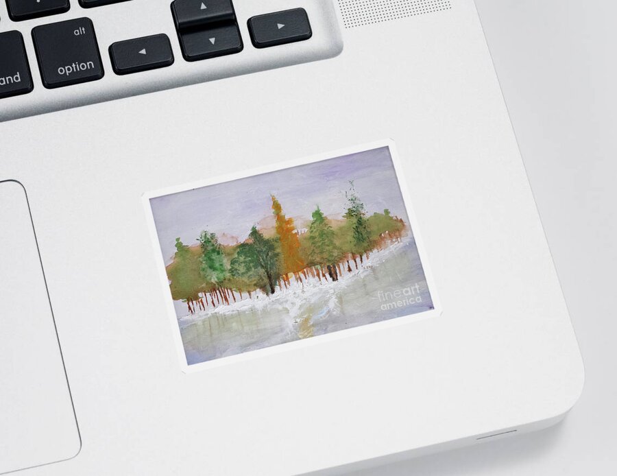 Landscape Sticker featuring the painting Tree Line by Sharon Williams Eng