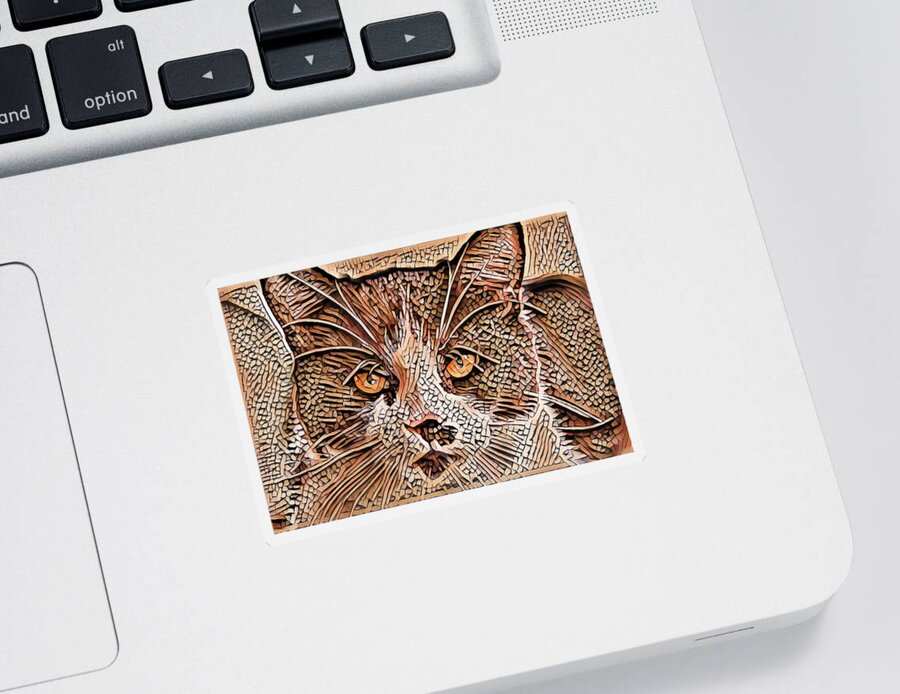 Kitten Sticker featuring the digital art Tuxedo Cat by Don Northup