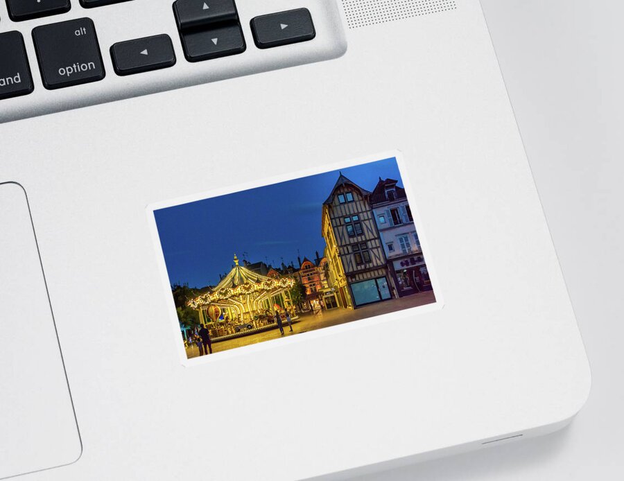 Half Timber Homes Sticker featuring the photograph Twilight in Troyes by Marcy Wielfaert