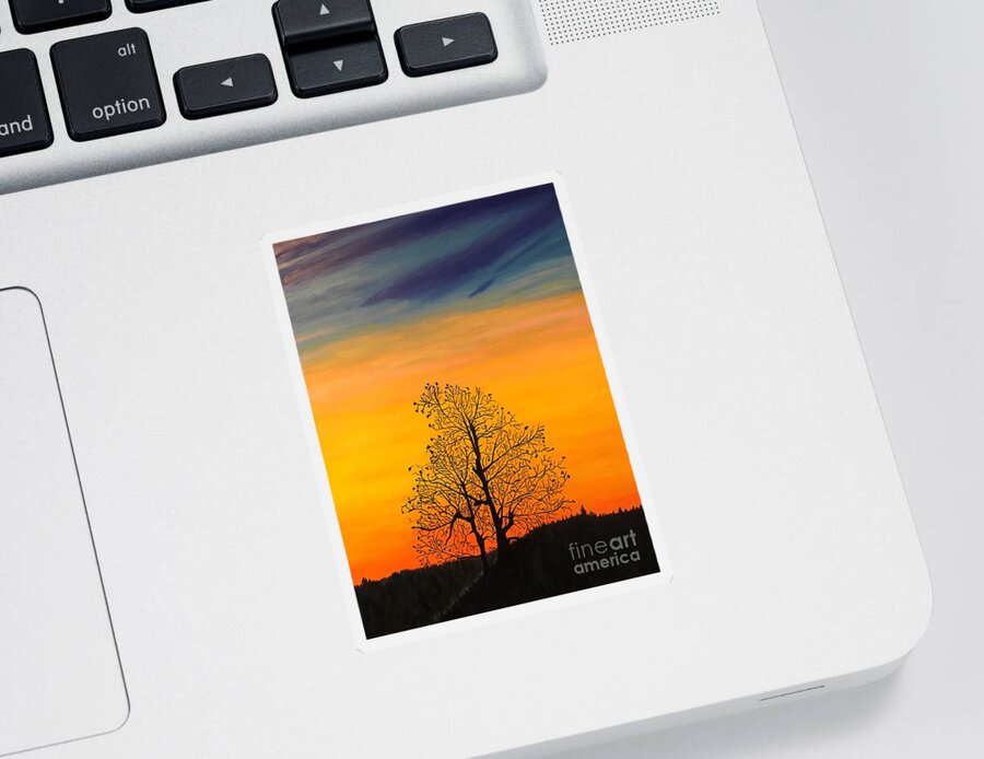 Sunset Sticker featuring the painting Two Standing by Lisa Rose Musselwhite