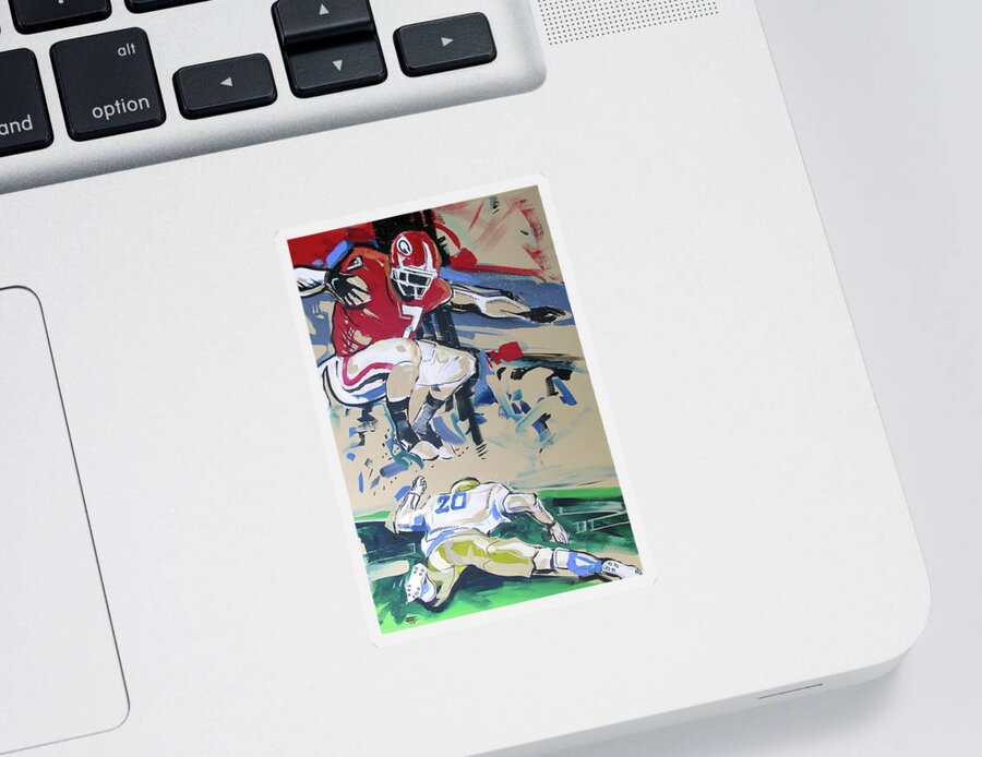 Uga Notre Dame 2019 Sticker featuring the painting UGA vs Notre Dame 2019 by John Gholson