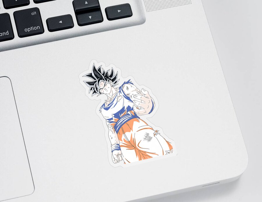 Dragon Ball Sticker featuring the digital art Ultra Instinct Goku - White by Andrea 