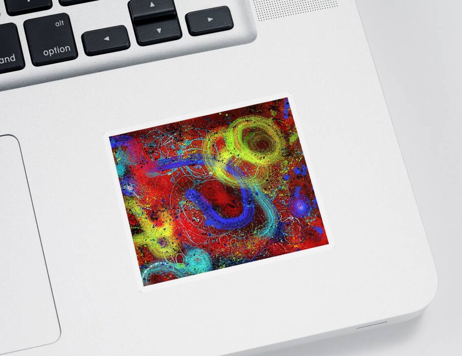 Modern Abstract Art Sticker featuring the painting Under The Sea Digital Addition2 by Joan Stratton