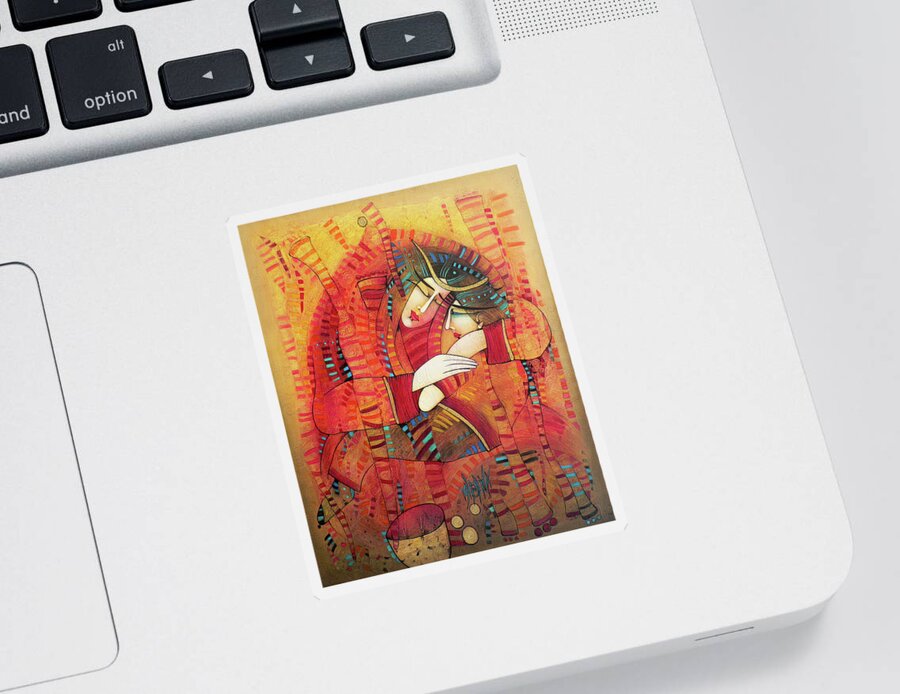 Albena Sticker featuring the painting Urban Madonna by Albena Vatcheva