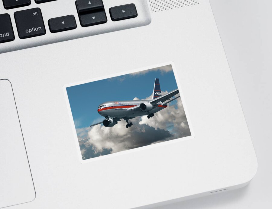 Us Air Sticker featuring the photograph US Air Boeing 767-200 by Erik Simonsen