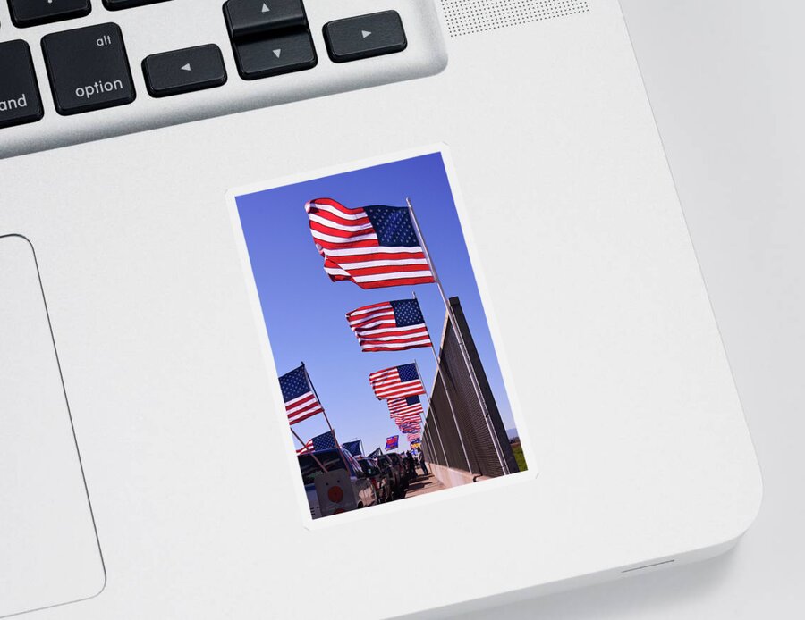 American Flag Sticker featuring the photograph U.S. Flags, Presidents Day, Central Valley, California by Brian Tada