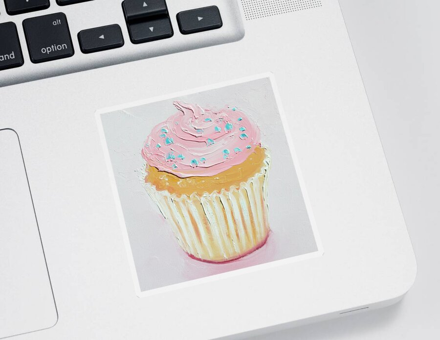 Cupcakes Sticker featuring the painting Vanilla Cupcake with frosting by Jan Matson