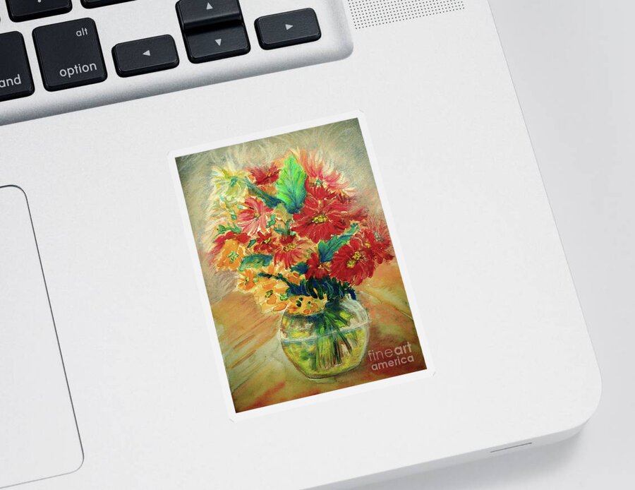 Flowers Sticker featuring the painting Vase by Jasna Dragun