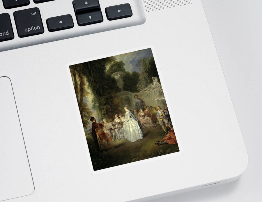 Jean-antoine Watteau Sticker featuring the painting Venetian festivities by Jean-Antoine Watteau