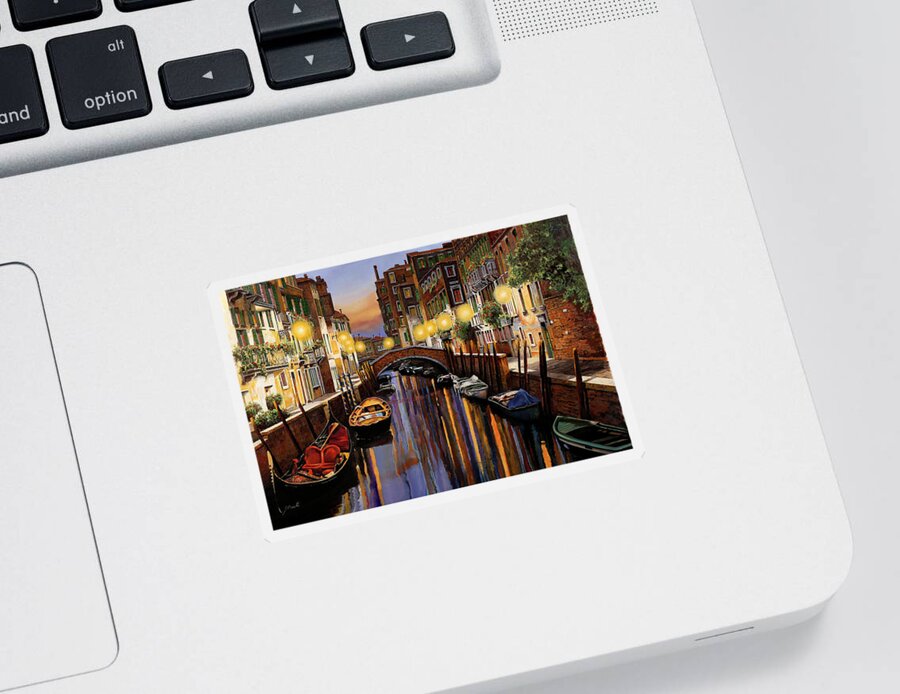 Venice Sticker featuring the painting Venice at Dusk by Guido Borelli
