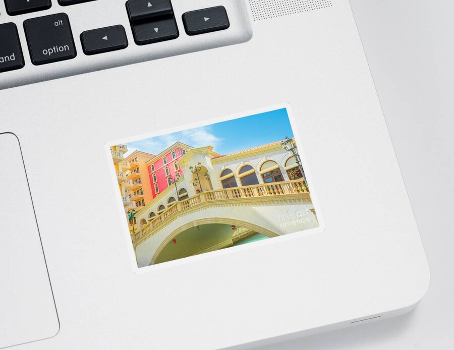 Doha Sticker featuring the photograph Venice Doha Bridge by Benny Marty