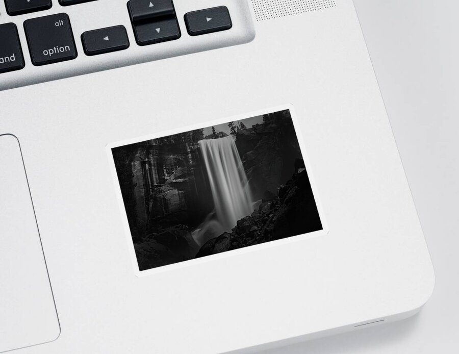 Black And White Sticker featuring the photograph Vernal Falls, Yosemite National Park, California by Julieta Belmont
